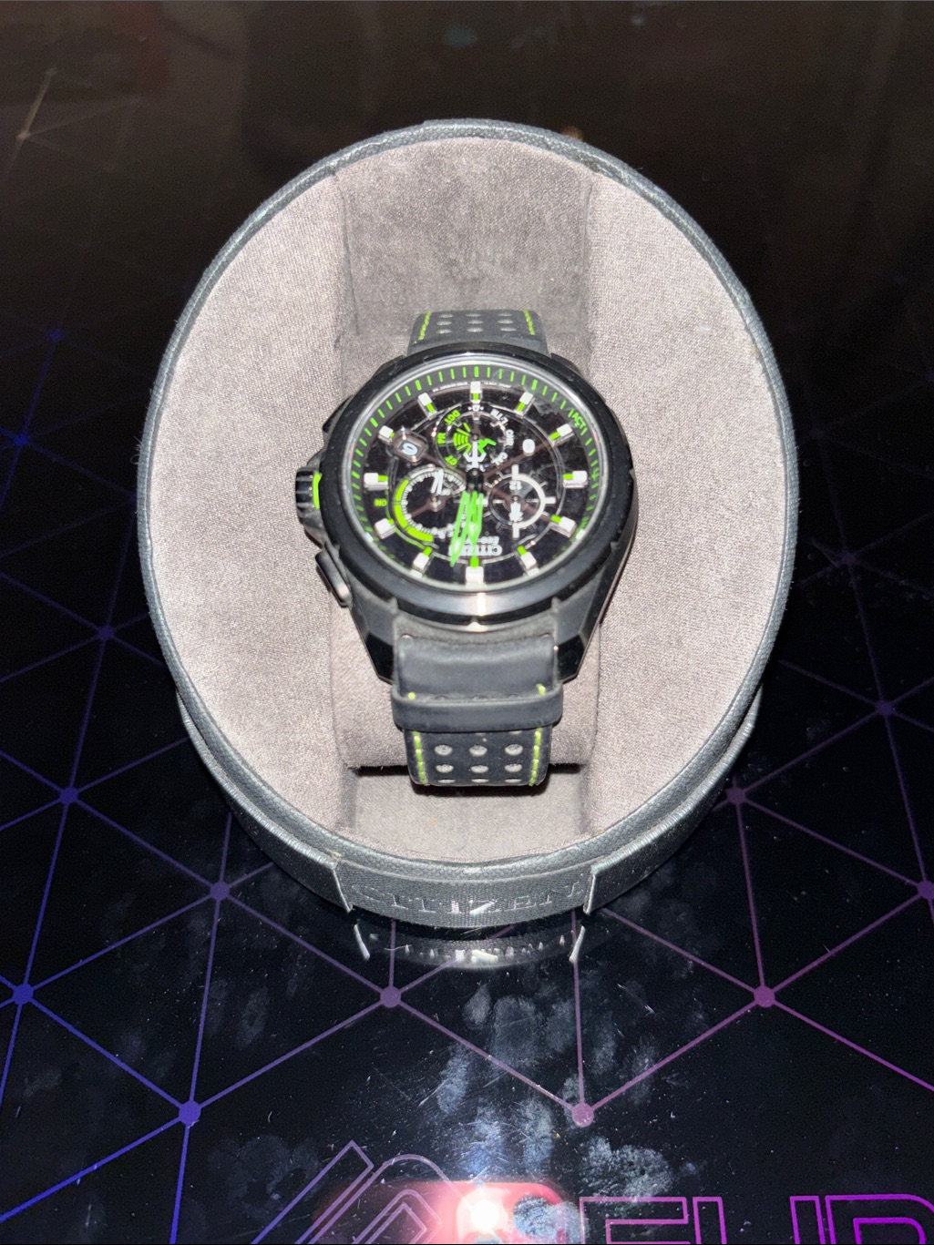 Citizen Black Watch With Neon Green Accents